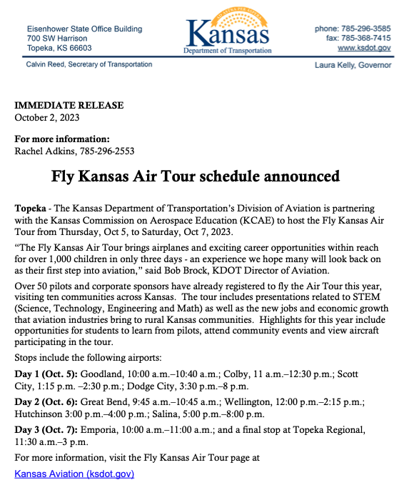 Air Tour Goodland Unified School District