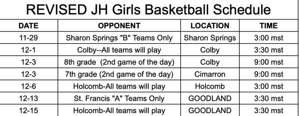 Revised schedule